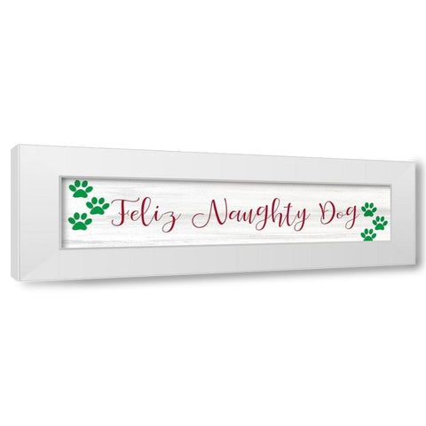 Feliz Naughty Dog White Modern Wood Framed Art Print by Kimberly, Allen