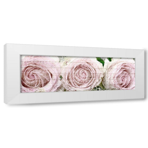 Three Roses White Modern Wood Framed Art Print by Kimberly, Allen
