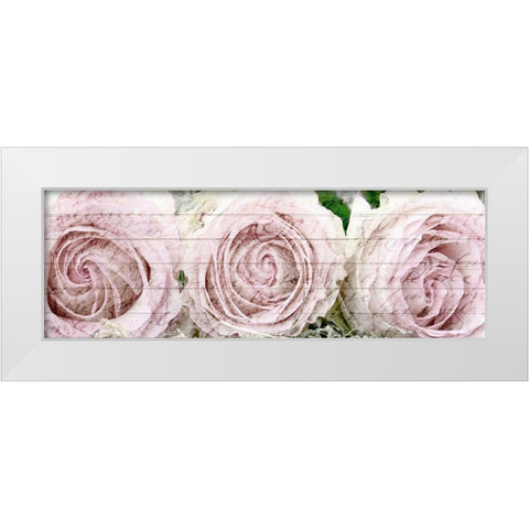 Three Roses White Modern Wood Framed Art Print by Kimberly, Allen