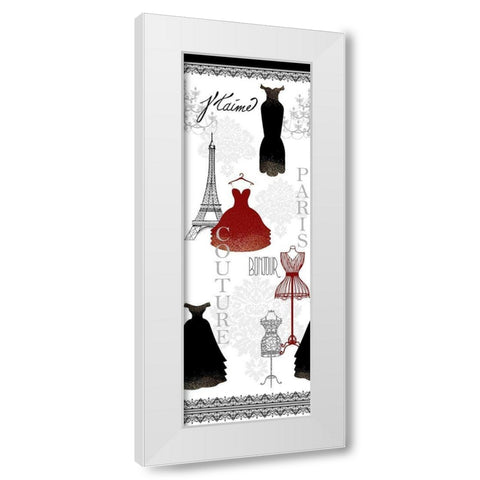 Paris Couture White Modern Wood Framed Art Print by Kimberly, Allen