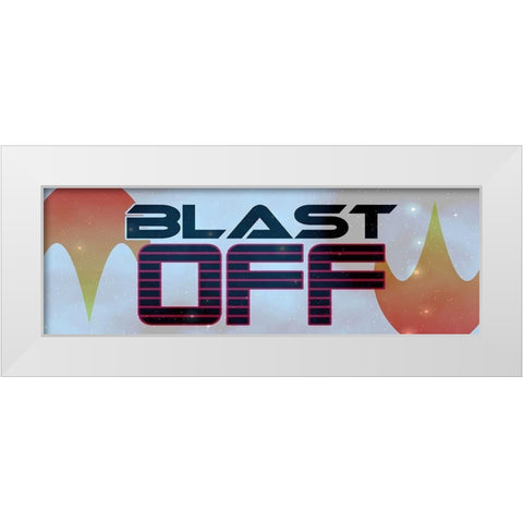 Blast Off Rocket White Modern Wood Framed Art Print by Kimberly, Allen