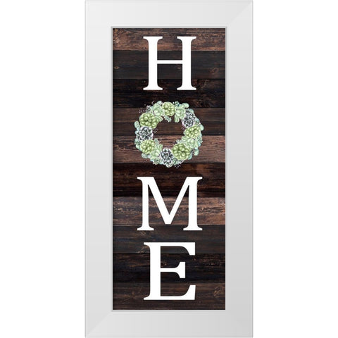 Home Succulent Wreath White Modern Wood Framed Art Print by Kimberly, Allen