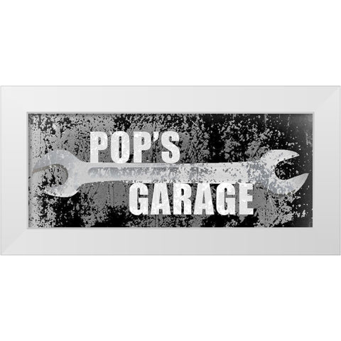 Pops Garage White Modern Wood Framed Art Print by Kimberly, Allen