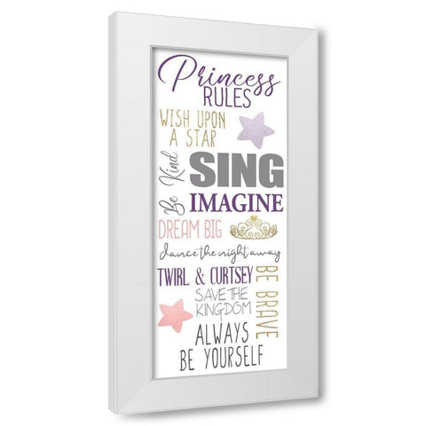 Princess Rules A White Modern Wood Framed Art Print by Allen, Kimberly