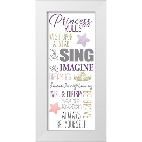 Princess Rules A White Modern Wood Framed Art Print by Allen, Kimberly