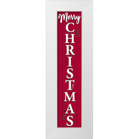 Merry Christmas Porch Sign White Modern Wood Framed Art Print by Allen, Kimberly
