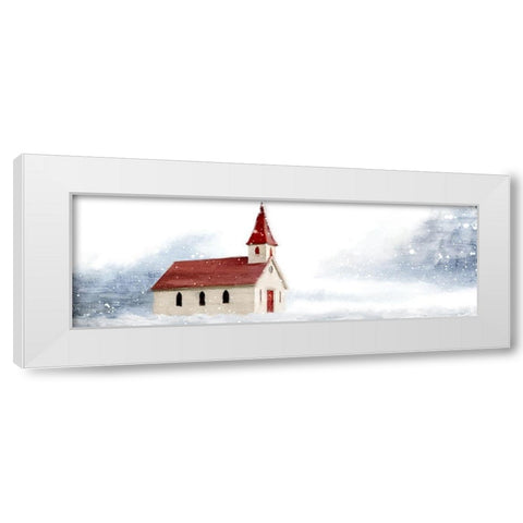 Snowy Church White Modern Wood Framed Art Print by Allen, Kimberly