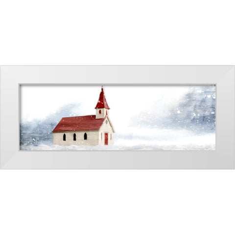 Snowy Church White Modern Wood Framed Art Print by Allen, Kimberly