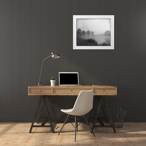 Misty Lake Day White Modern Wood Framed Art Print by Allen, Kimberly