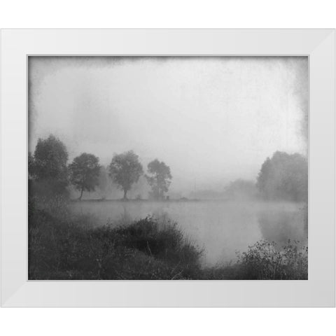 Misty Lake Day White Modern Wood Framed Art Print by Allen, Kimberly