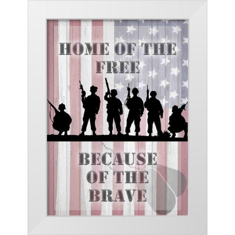 Home Of The Free White Modern Wood Framed Art Print by Allen, Kimberly