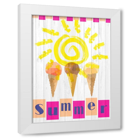 Summer Ice Cream Cones White Modern Wood Framed Art Print by Allen, Kimberly