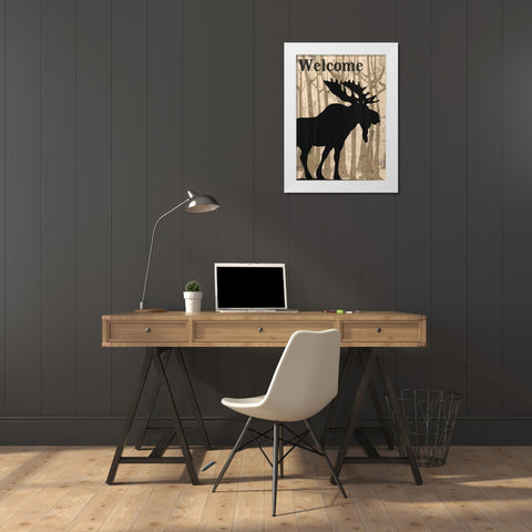 Welcome To The Lodge White Modern Wood Framed Art Print by Allen, Kimberly