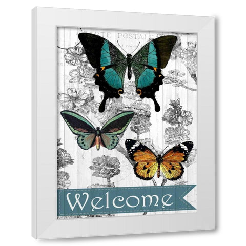 Welcome Butterflies White Modern Wood Framed Art Print by Allen, Kimberly