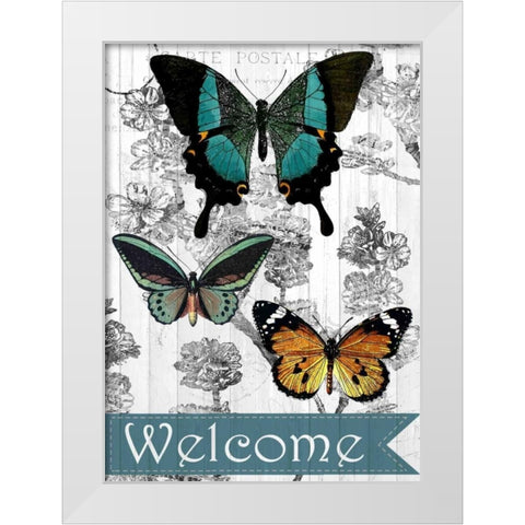 Welcome Butterflies White Modern Wood Framed Art Print by Allen, Kimberly