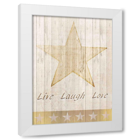 Live Laugh Love Gold White Modern Wood Framed Art Print by Allen, Kimberly