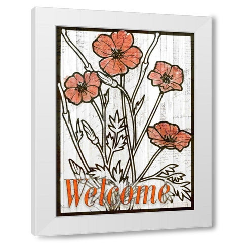 Welcome Poppies White Modern Wood Framed Art Print by Allen, Kimberly