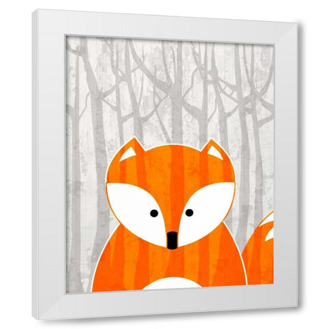 Woodland Fox White Modern Wood Framed Art Print by Allen, Kimberly