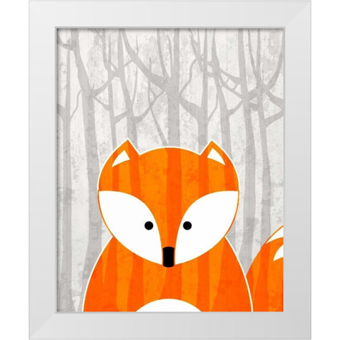 Woodland Fox White Modern Wood Framed Art Print by Allen, Kimberly