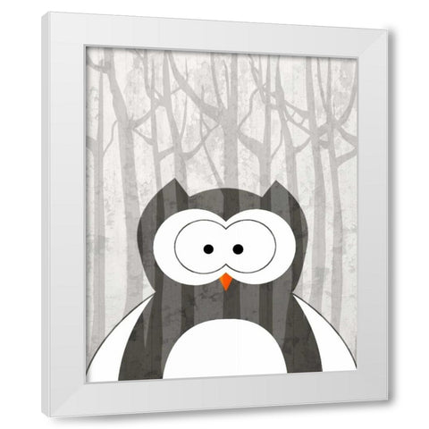 Woodland Owl White Modern Wood Framed Art Print by Allen, Kimberly