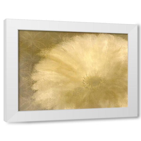 Golden Petals White Modern Wood Framed Art Print by Allen, Kimberly