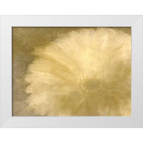 Golden Petals White Modern Wood Framed Art Print by Allen, Kimberly
