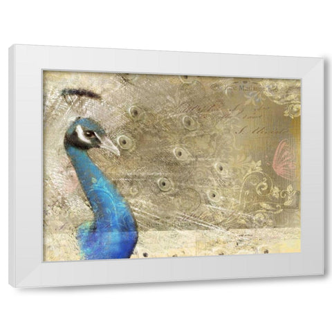 Peacock Royal White Modern Wood Framed Art Print by Allen, Kimberly