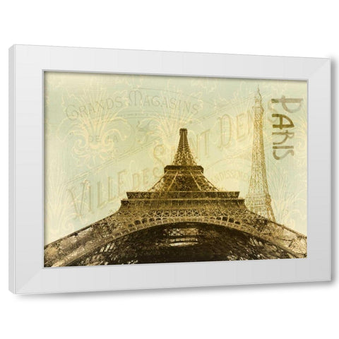 Below The Eiffel Tower White Modern Wood Framed Art Print by Allen, Kimberly