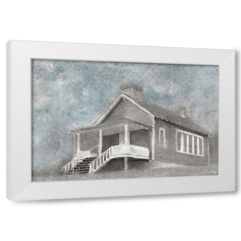 Steps to School White Modern Wood Framed Art Print by Kimberly, Allen