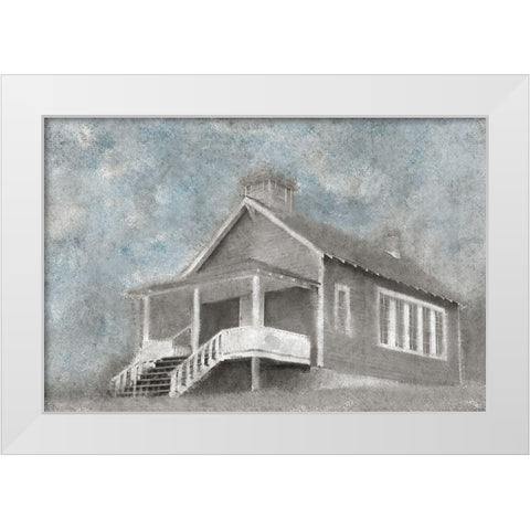 Steps to School White Modern Wood Framed Art Print by Kimberly, Allen
