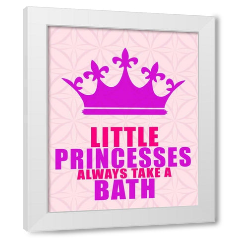 Little Princesses Bath White Modern Wood Framed Art Print by Allen, Kimberly