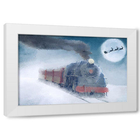 Christmas Eve Travel White Modern Wood Framed Art Print by Kimberly, Allen