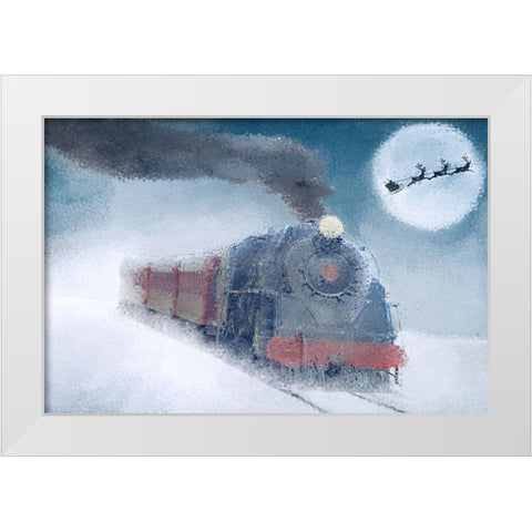 Christmas Eve Travel White Modern Wood Framed Art Print by Kimberly, Allen
