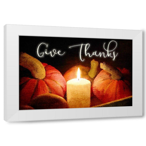 Give Thanks White Modern Wood Framed Art Print by Kimberly, Allen