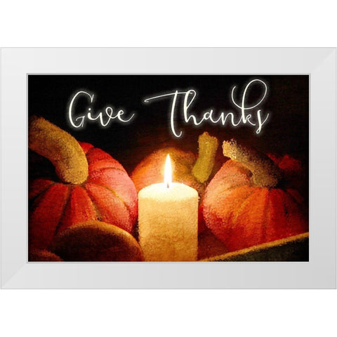 Give Thanks White Modern Wood Framed Art Print by Kimberly, Allen