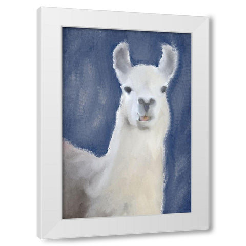Llama on Navy White Modern Wood Framed Art Print by Kimberly, Allen