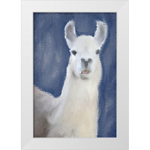 Llama on Navy White Modern Wood Framed Art Print by Kimberly, Allen