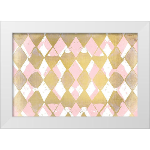 Pink and Gold White Modern Wood Framed Art Print by Kimberly, Allen