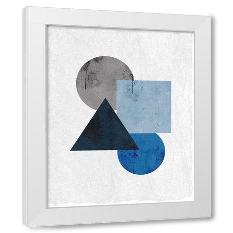 Blue Shapes 1 White Modern Wood Framed Art Print by Kimberly, Allen