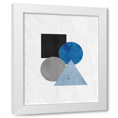 Blue Shapes 2 White Modern Wood Framed Art Print by Kimberly, Allen