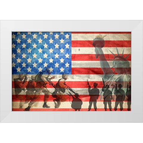 The Red White and Blue White Modern Wood Framed Art Print by Kimberly, Allen