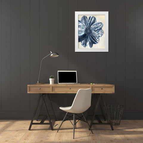 Indigo Marble Bloom 1 White Modern Wood Framed Art Print by Allen, Kimberly