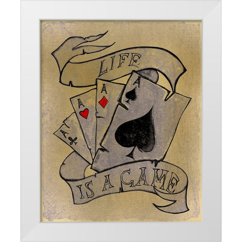 Life is a Game White Modern Wood Framed Art Print by Kimberly, Allen
