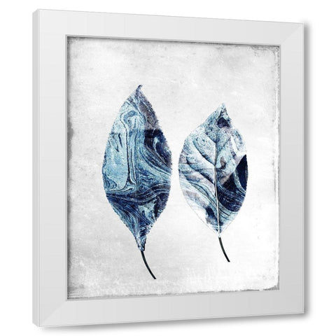 Marbled Blue Leaves 2 White Modern Wood Framed Art Print by Allen, Kimberly