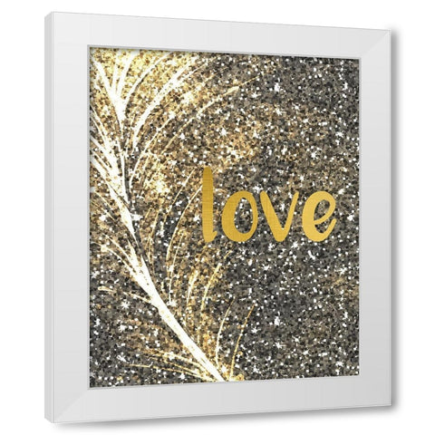 Gold Feather 3 White Modern Wood Framed Art Print by Kimberly, Allen