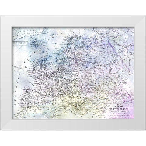 Watercolor Map 1 White Modern Wood Framed Art Print by Kimberly, Allen