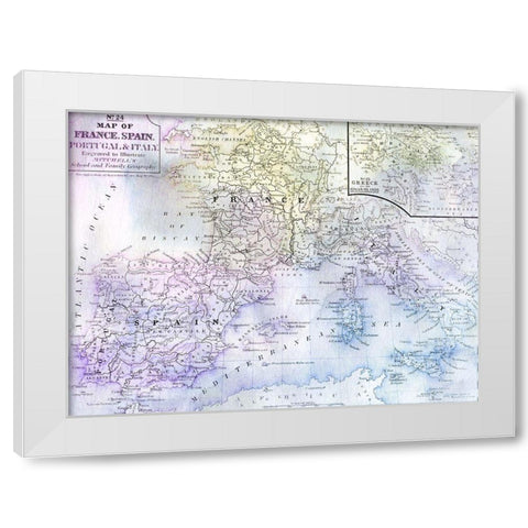 Watercolor Map 2 White Modern Wood Framed Art Print by Kimberly, Allen