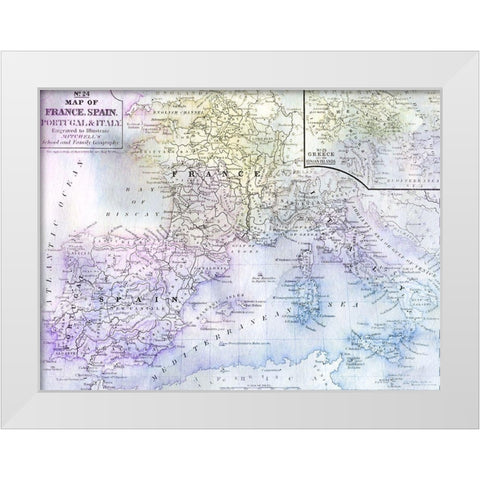 Watercolor Map 2 White Modern Wood Framed Art Print by Kimberly, Allen