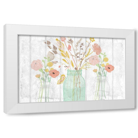 Summer Bloom Jars v2 White Modern Wood Framed Art Print by Kimberly, Allen