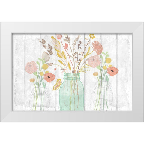 Summer Bloom Jars v2 White Modern Wood Framed Art Print by Kimberly, Allen